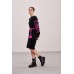 Knitted dress "Flowers" pink/black